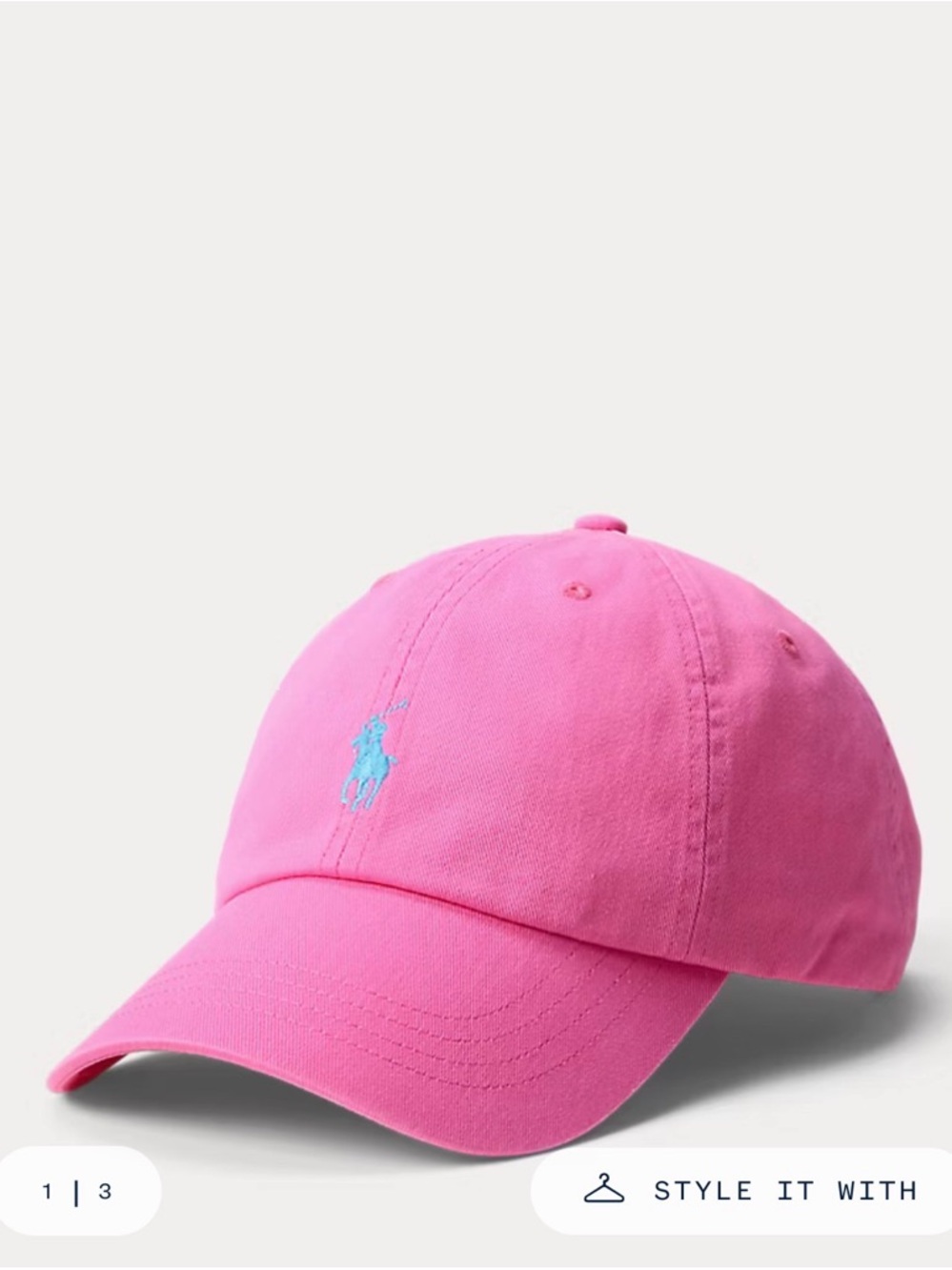 Ralph Lauren Iconic Cotton  Chino Ball Cap Pink Adjustable Hat